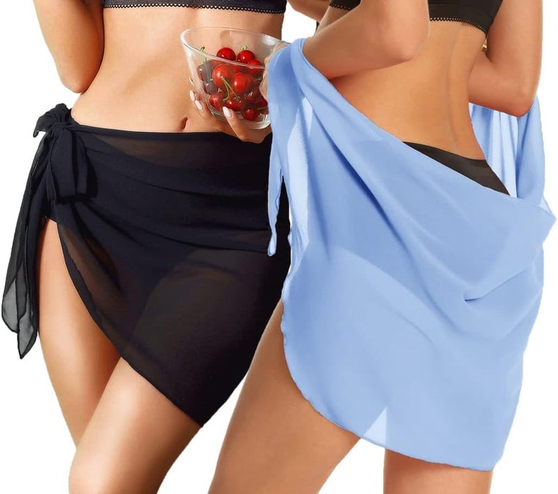 CHICGAL 2 Pieces Women Beach Sarong Bathing Suit Wrap Skirt Sheer Bikini Swimsuit Cover Ups for Swimwear - Image 4